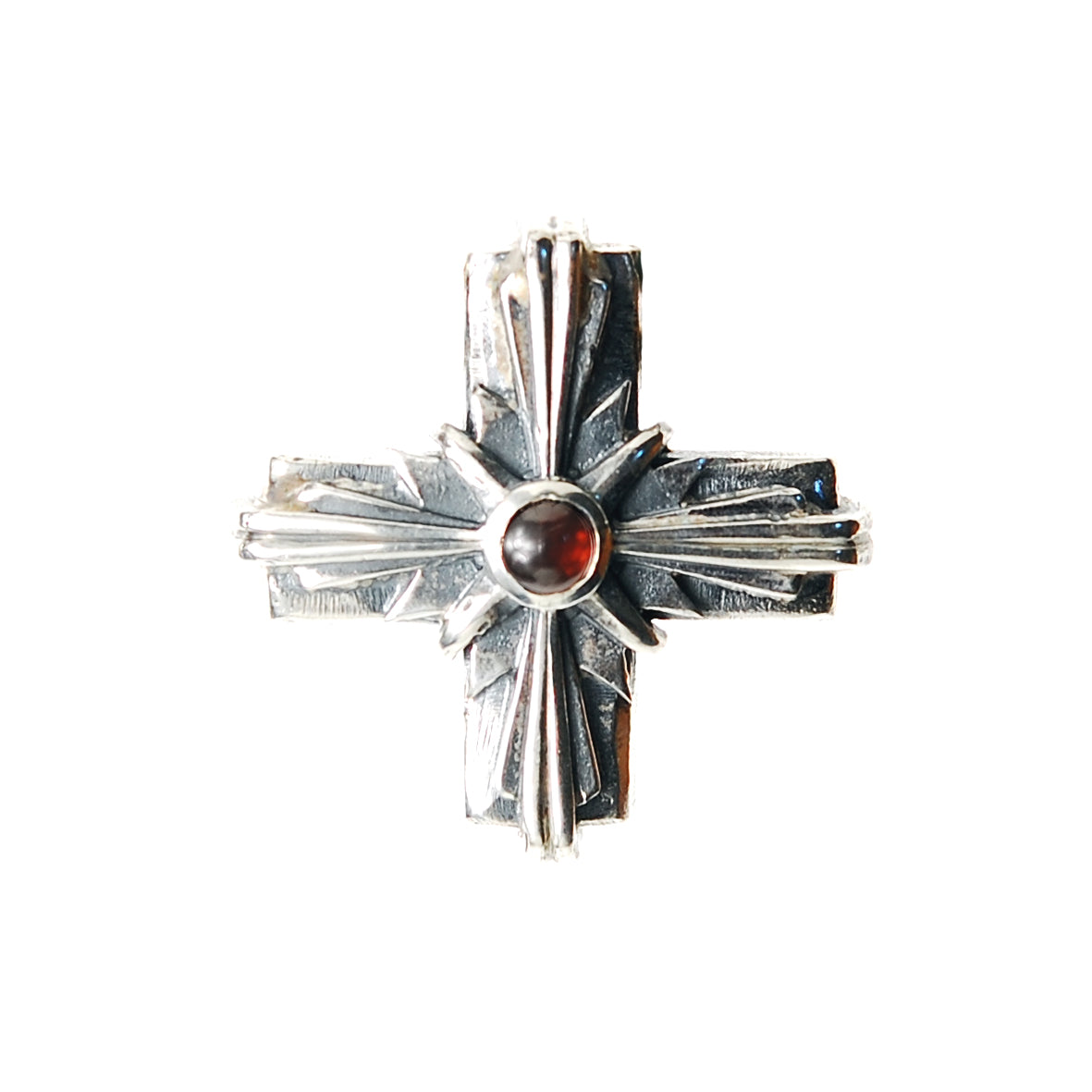 Silver Pendant Greek Cross Body with Hole and MORNING STAR 34