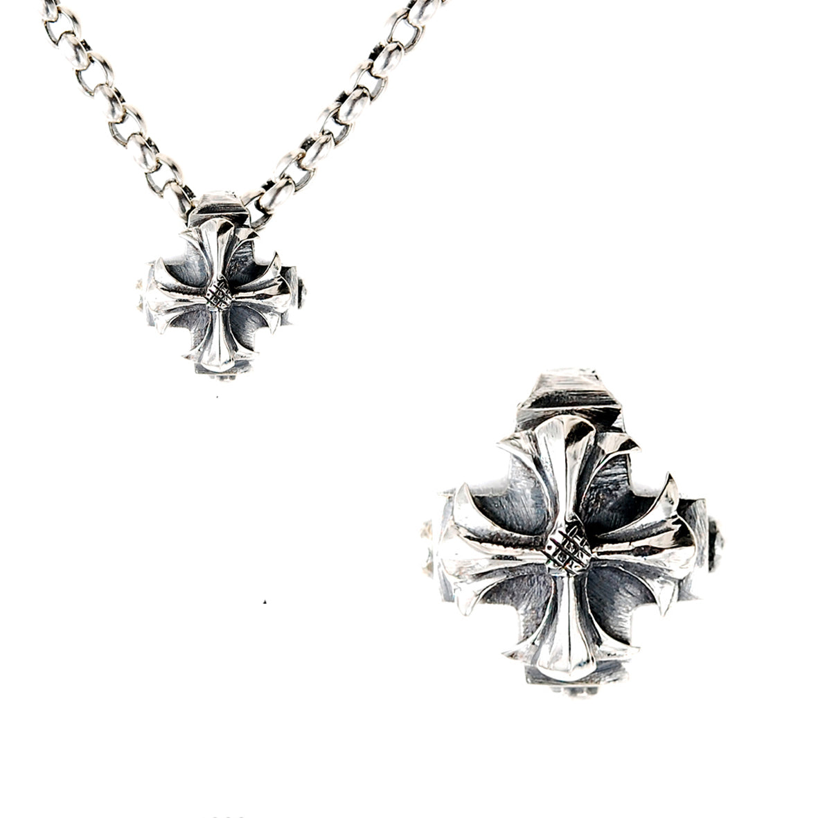 Silver Pendant Greek Cross Body with Hole and MALTESER CROSS 20