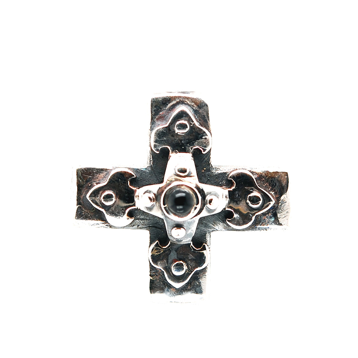 Silberner Anhänger, griechischer Kreuzkörper mit Loch und KLINGENKREUZ 34