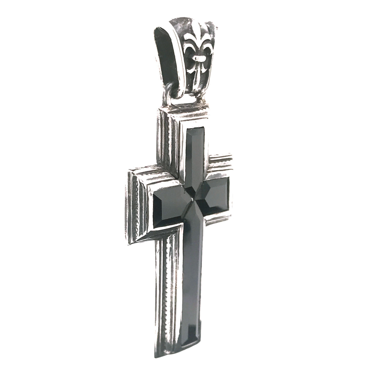 Silberner Anhänger ELFIN FRAME CROSS mit Steineinlage und Lilienöse