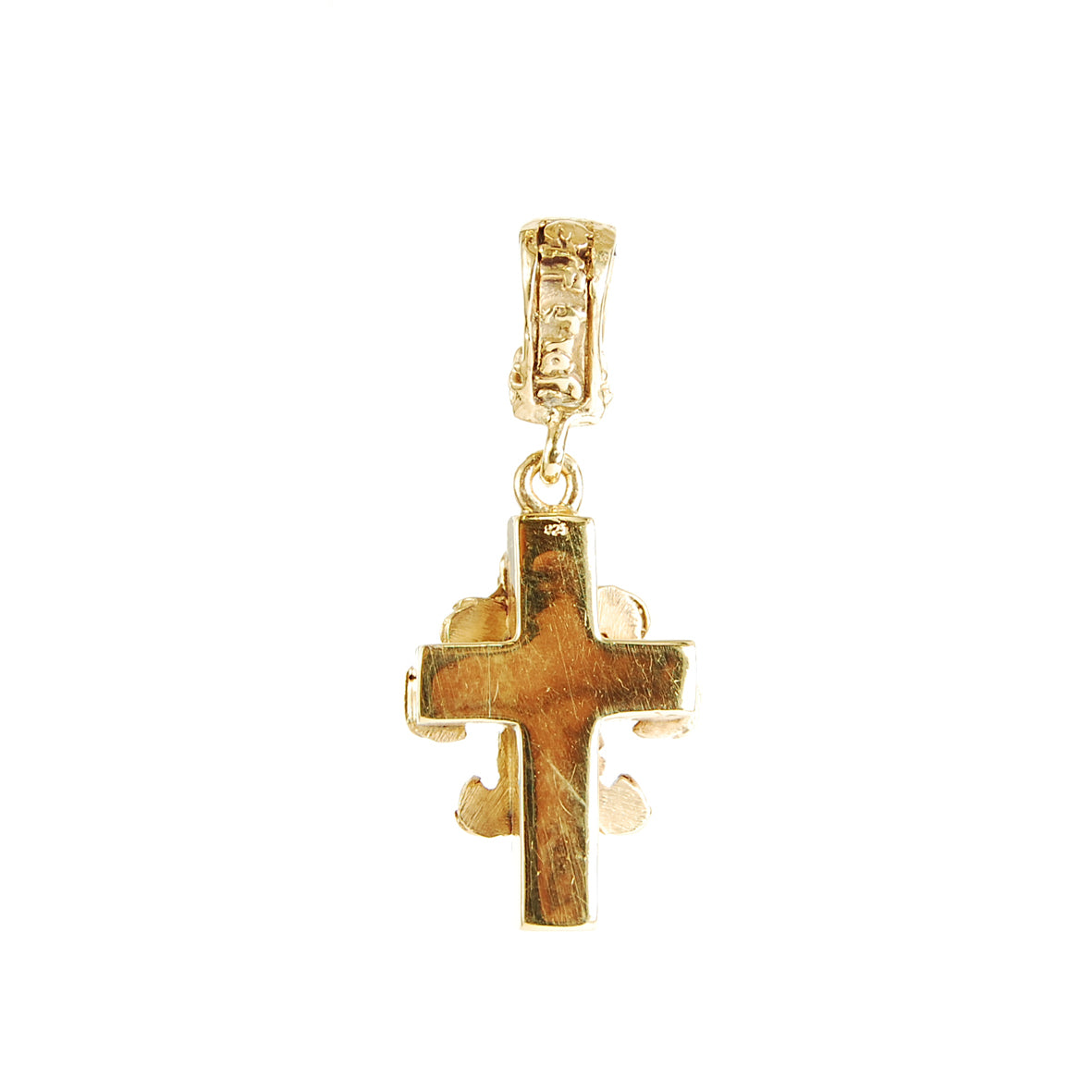 Silver Pendant LILY ON CROSS S with Dragon Scales Gold