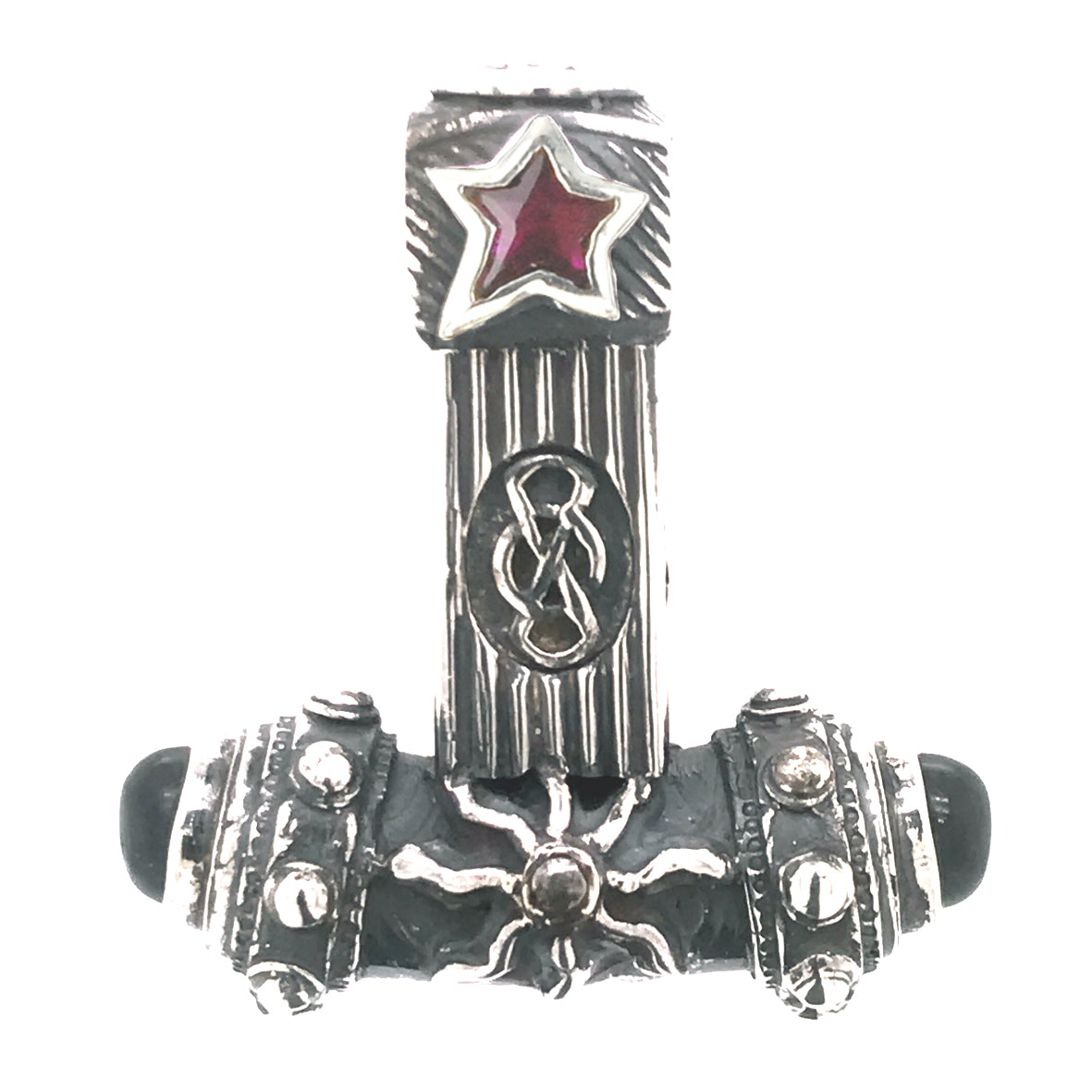 Silver Pendant Thors Hammer and Lightning Star