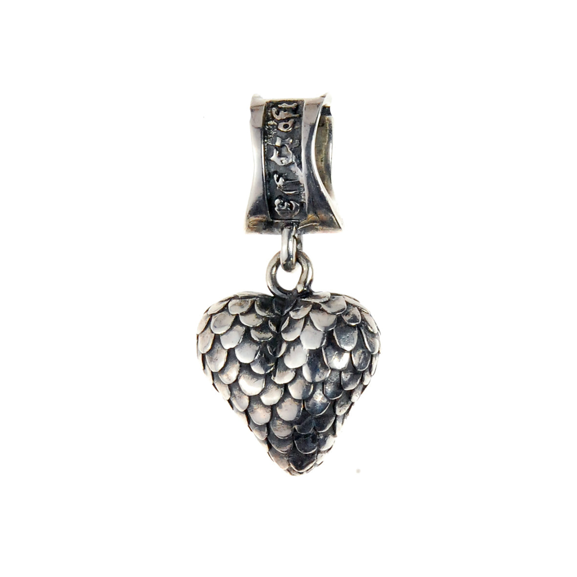 Silver Pendant HEART with DRAGON SCALES