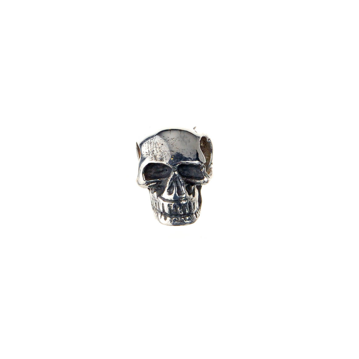 Leather Neckband with Silver SKULL M and Hook