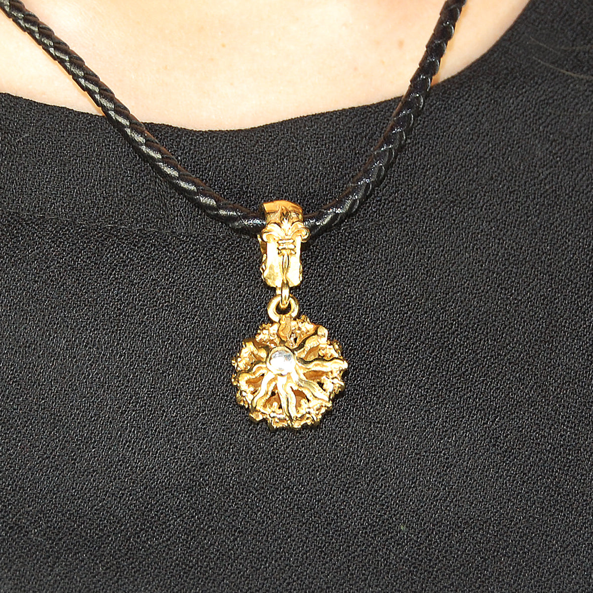 Silver Pendant Elfin SUN and PLANETS Body Hard Gold Plated