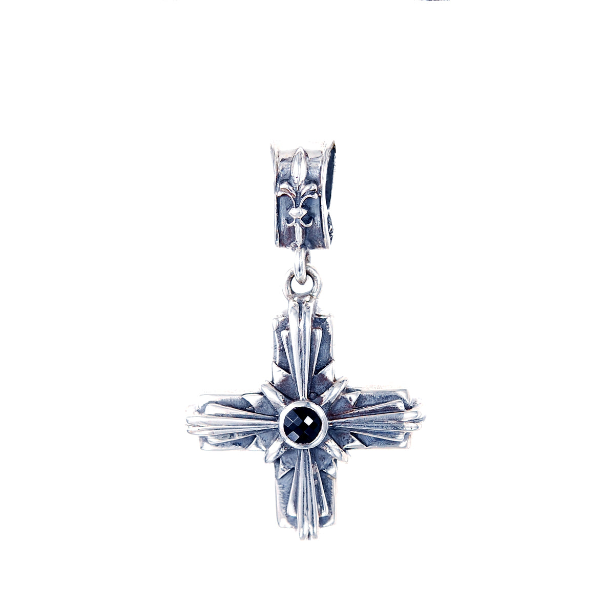 Silver Pendant Greek Cross Body with MORNING STAR