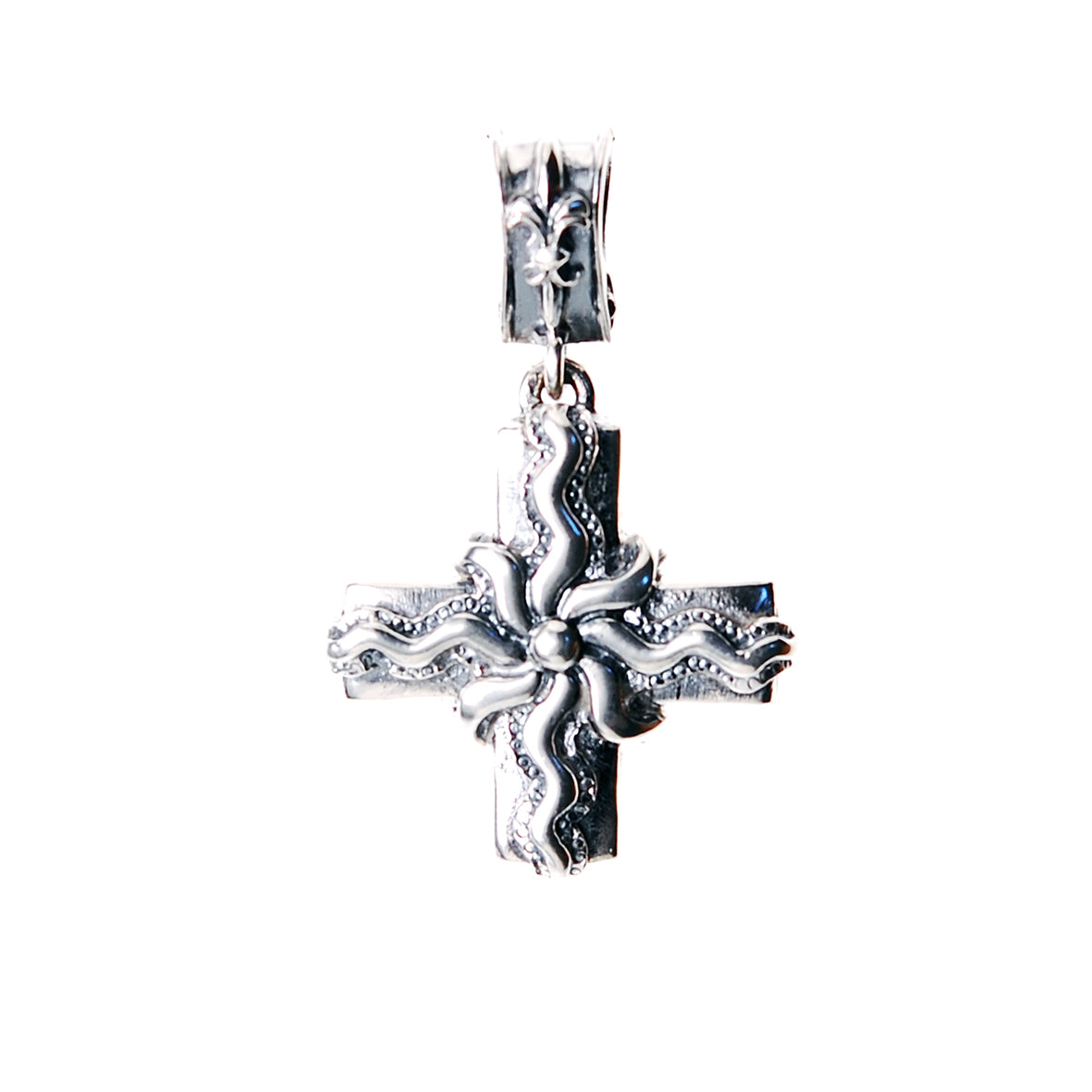 Silver Pendant Greek Cross Body with Elfin SUN