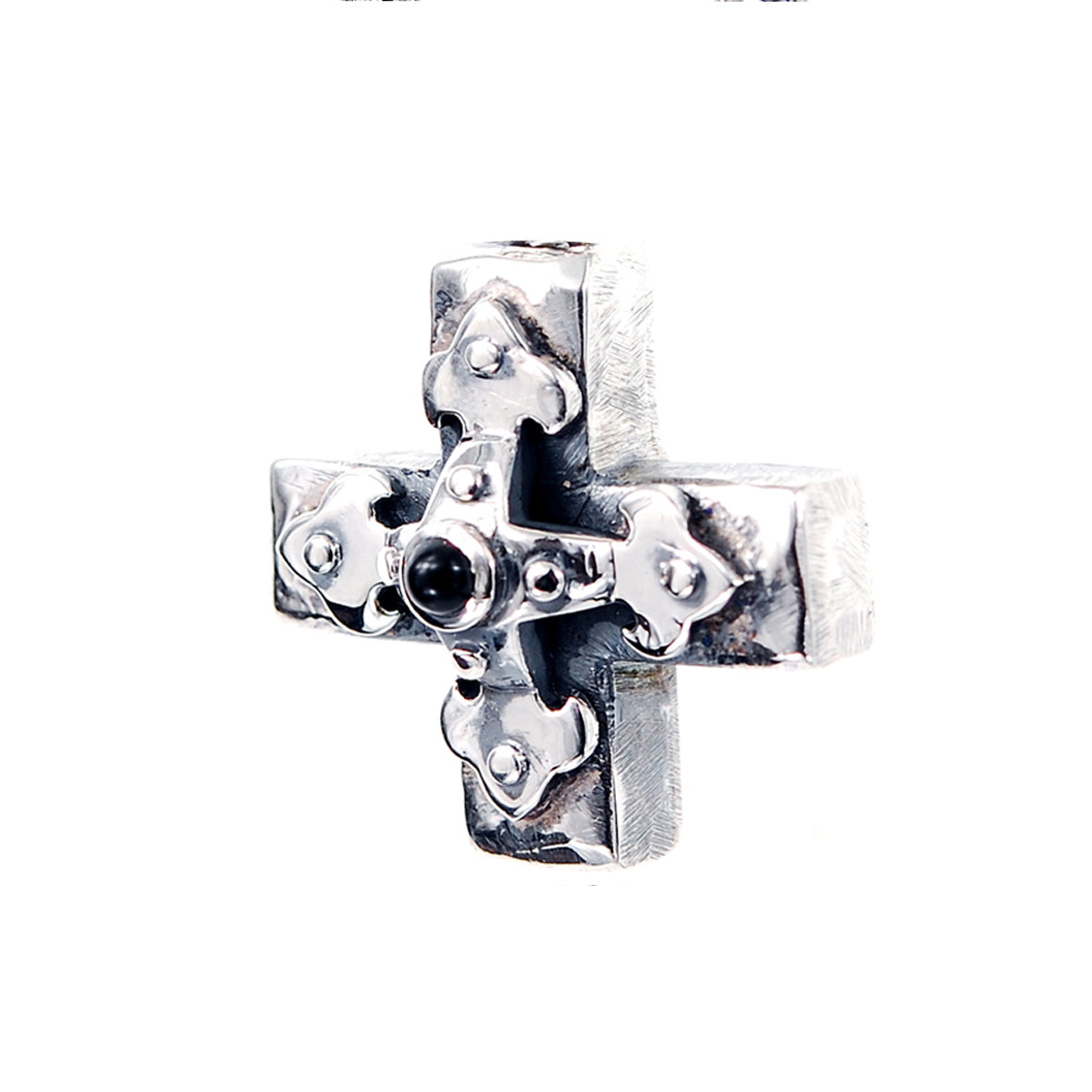 Silberner Anhänger, griechischer Kreuzkörper mit Loch und KLINGENKREUZ 34