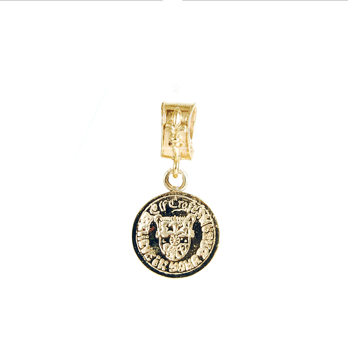 Silver Pendant SHIELD with BELIEVE IN YOUR DREAMS Coin S Gold
