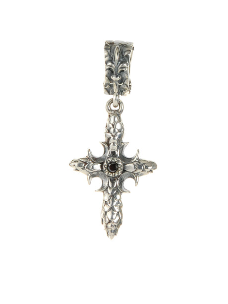 Silver Pendant CRESCENT CROSS with DRAGON SCALES
