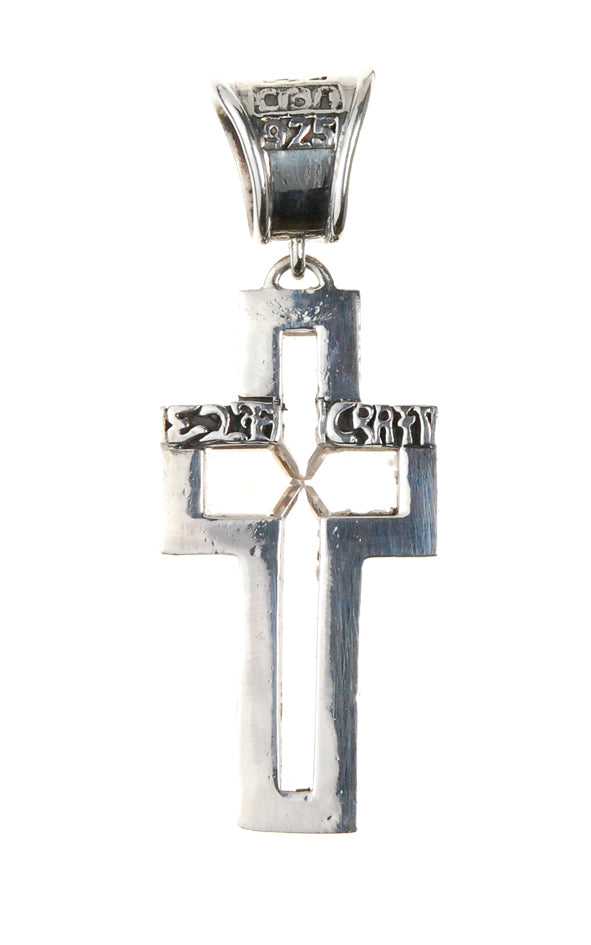 Silberner Anhänger ELFIN FRAME CROSS mit Steineinlage und Lilienöse