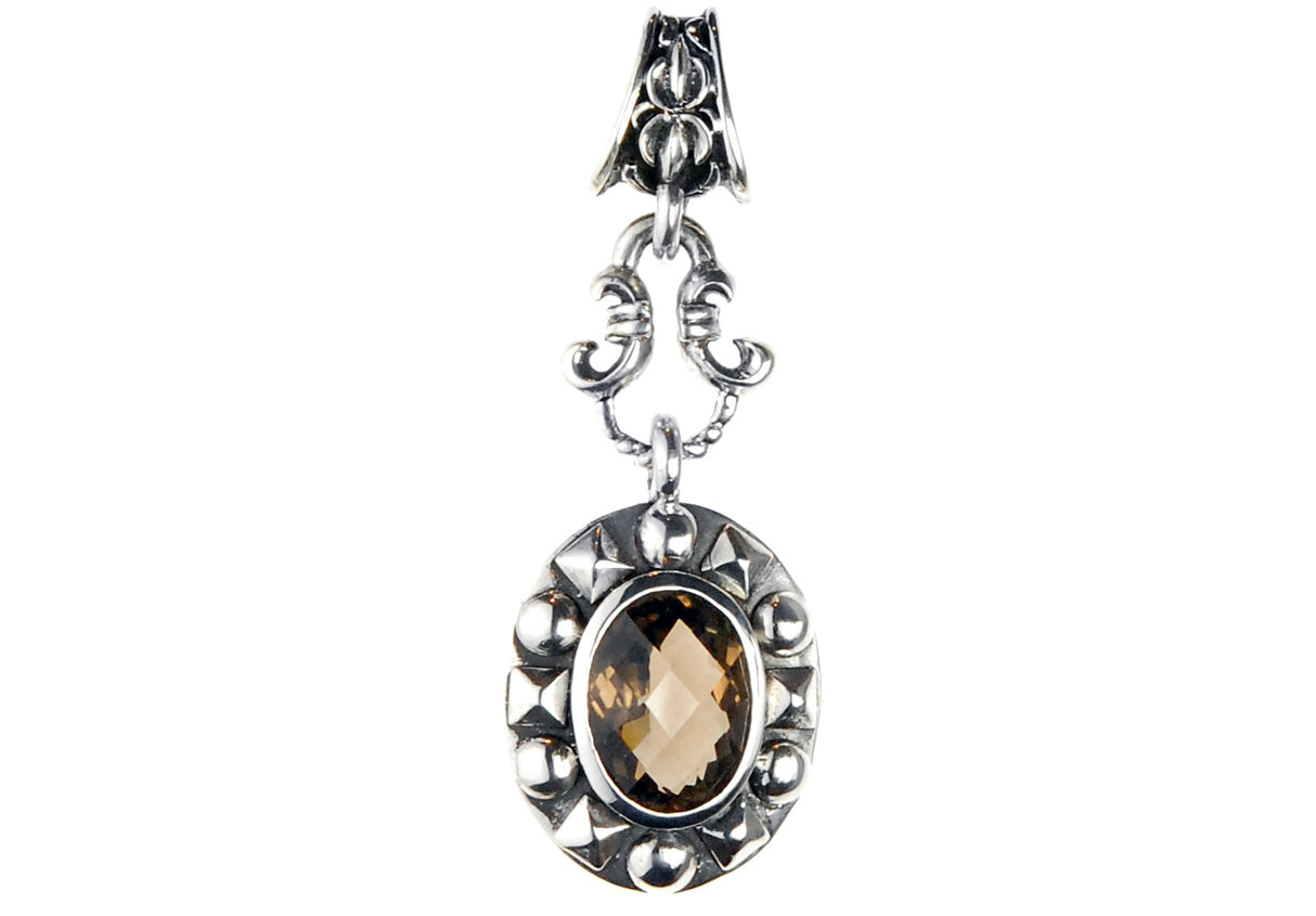 Silver Pendant Oval Pyramides Top Stone