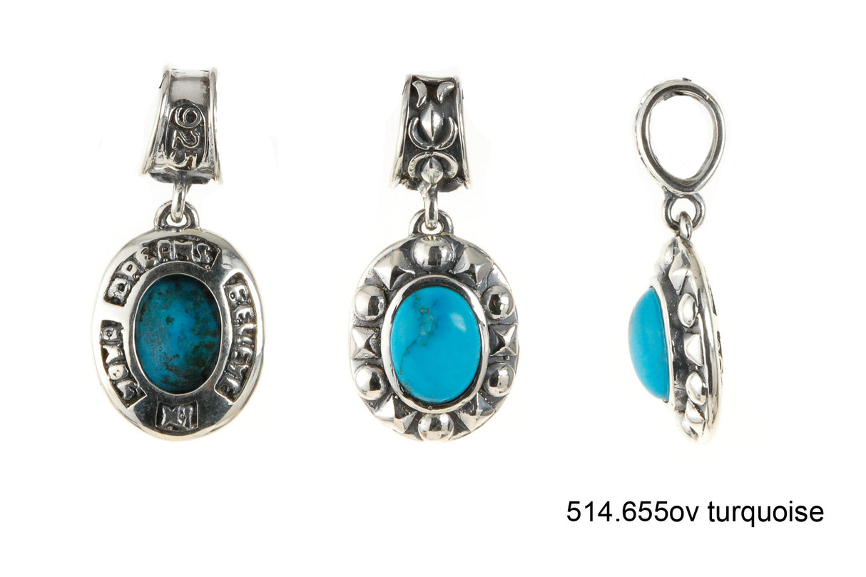 Silver Pendant Oval Pyramides Top Stone