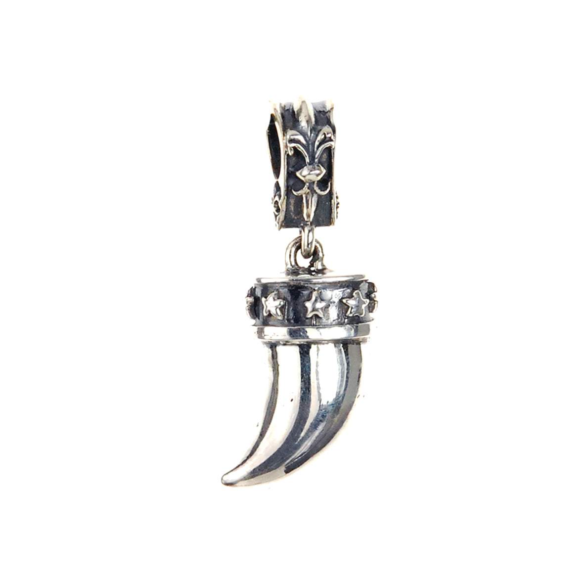 Silver Pendant TOOTH with Stars and Lily Loop
