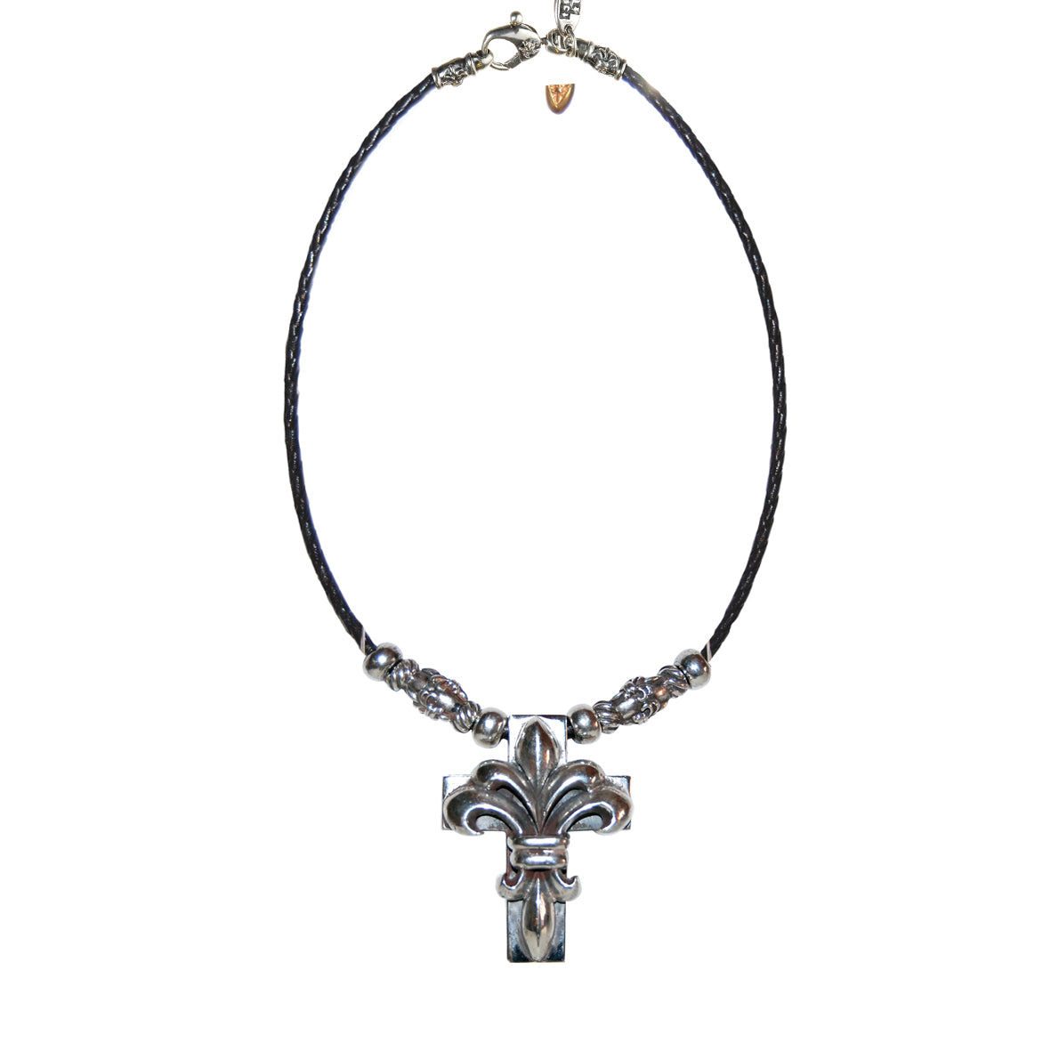 Silver Pendant LILY ON CROSS M Hole