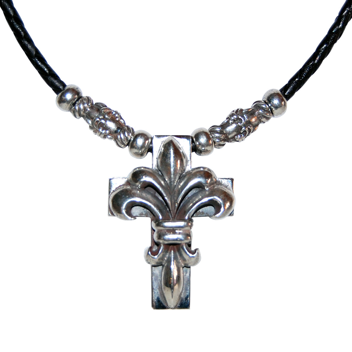 Silver Pendant LILY ON CROSS M Hole