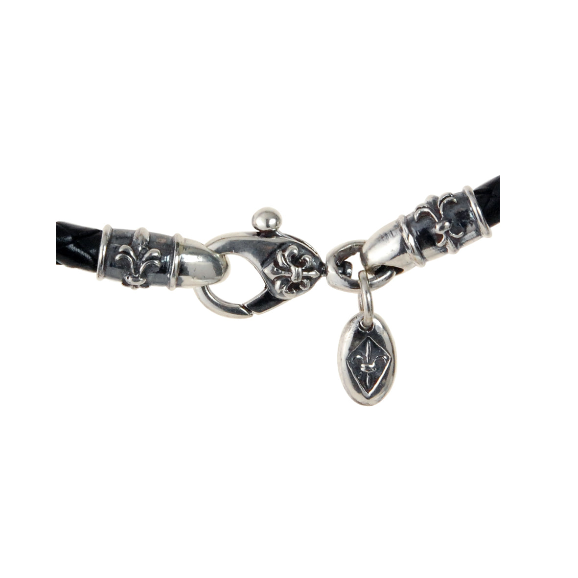 Leatherband with Silver GARDEN AT NIGHT Cross and Silvertubes Karabiner xs