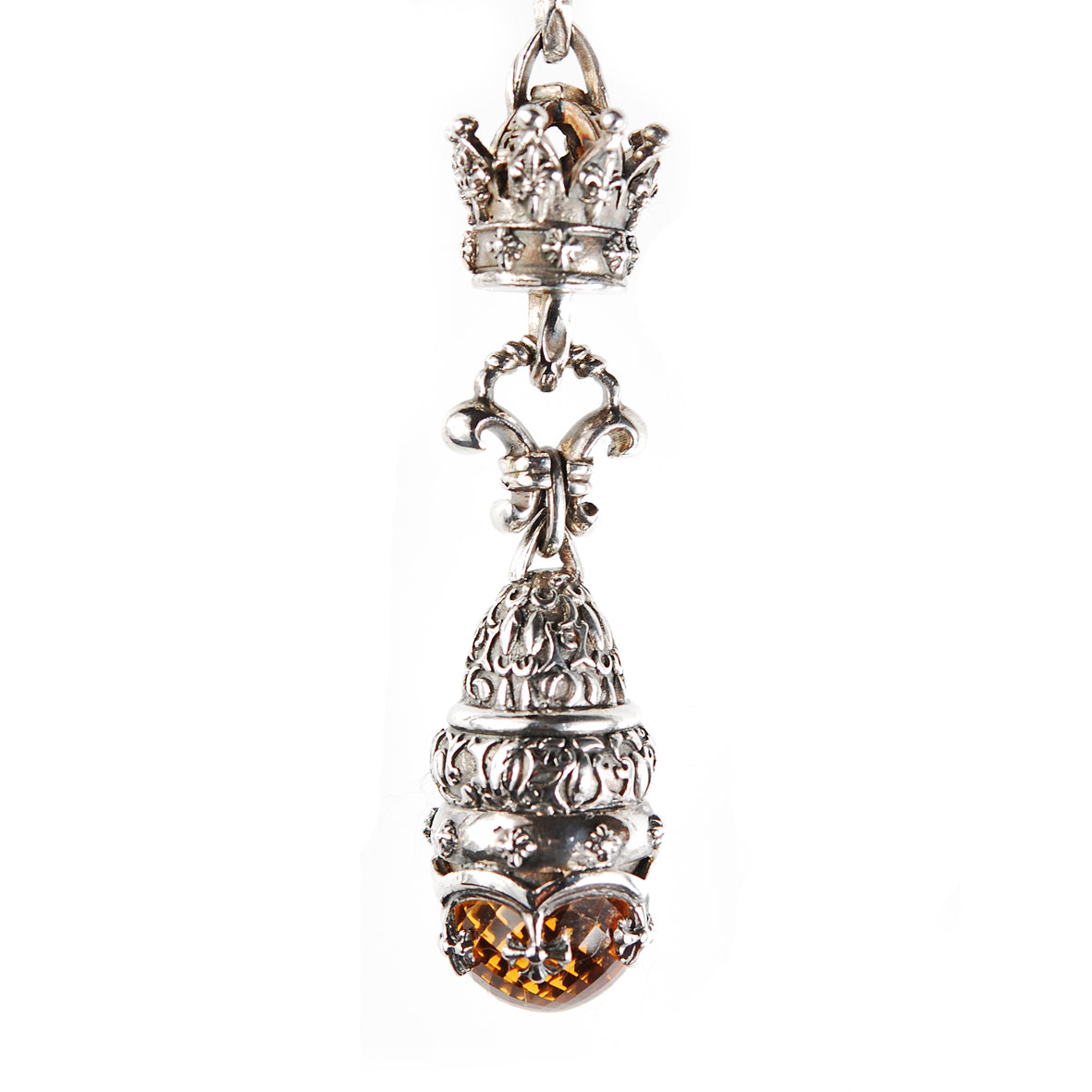 Silver Fetish Chain Navette Malteser Crescent M-star with Bell Crown Holder Stone