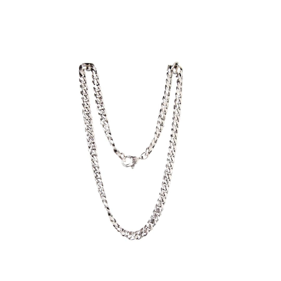 Silver Neckchain CURB Chain S Faceted