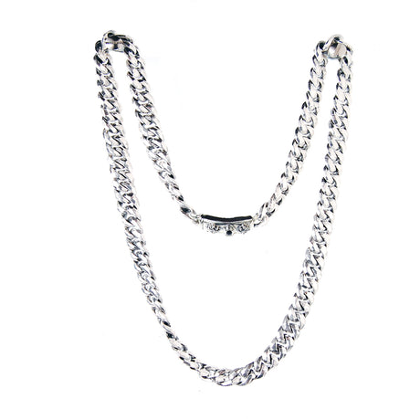 Silver Neckchain CURB Chain S Faceted