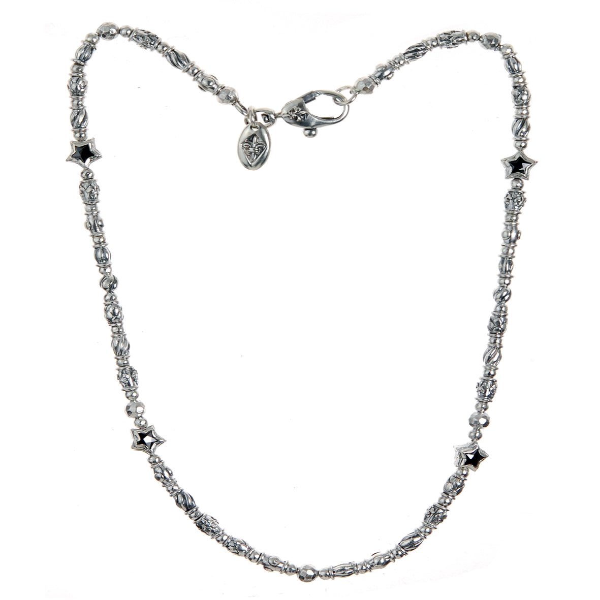 Silver Neckchain Mini TUBES decor and Mini Stars