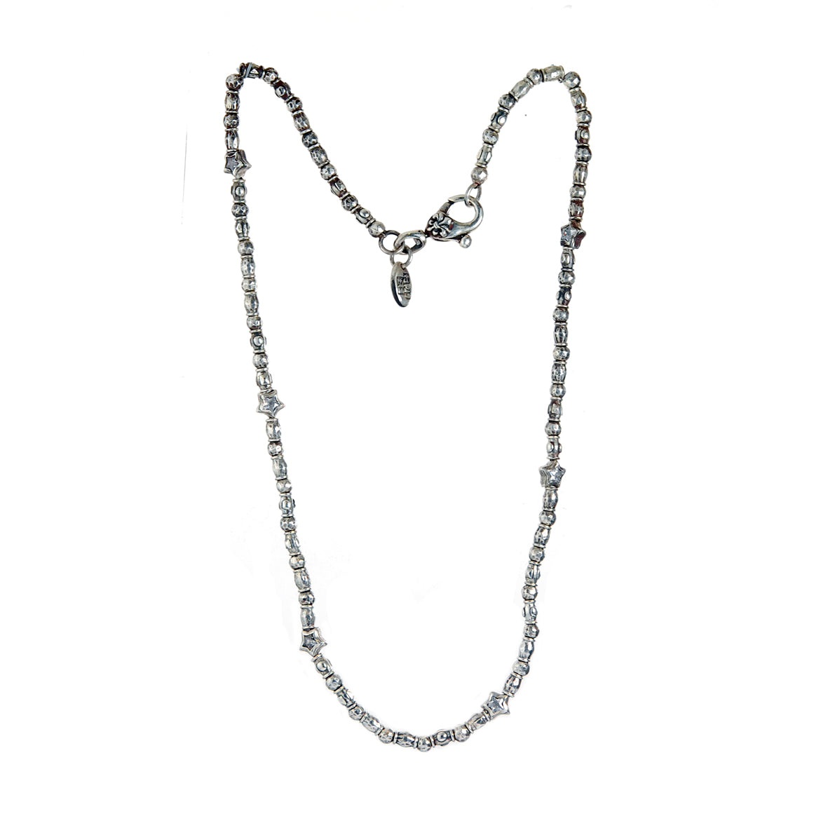 Silver Neckchain Mini TUBES and BALLS Rough and Mini STARS