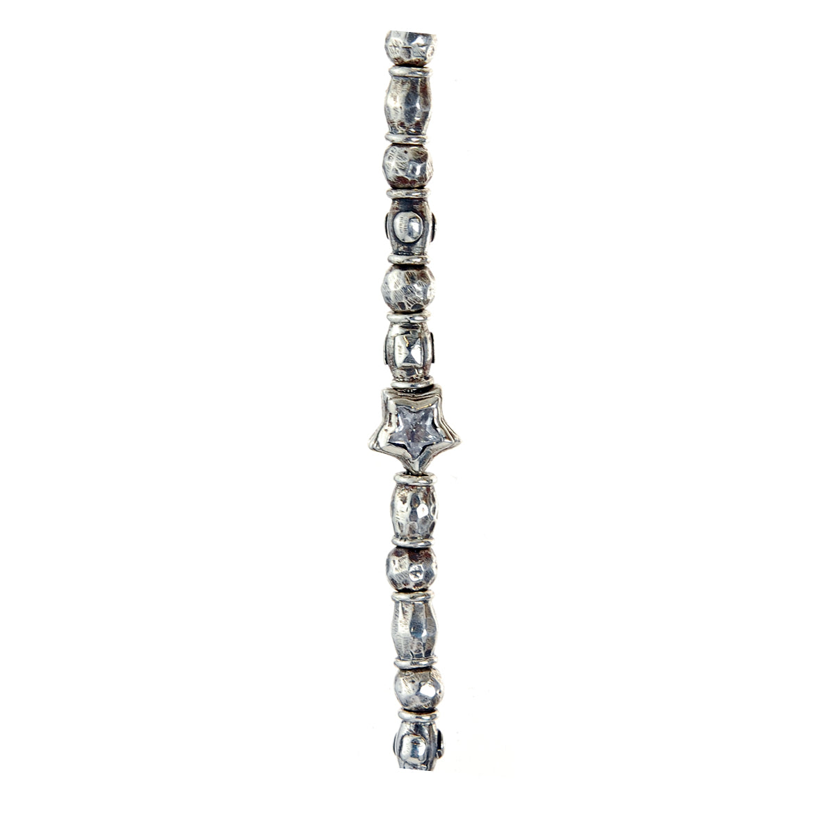 Silver Neckchain Mini TUBES and BALLS Rough and Mini STARS