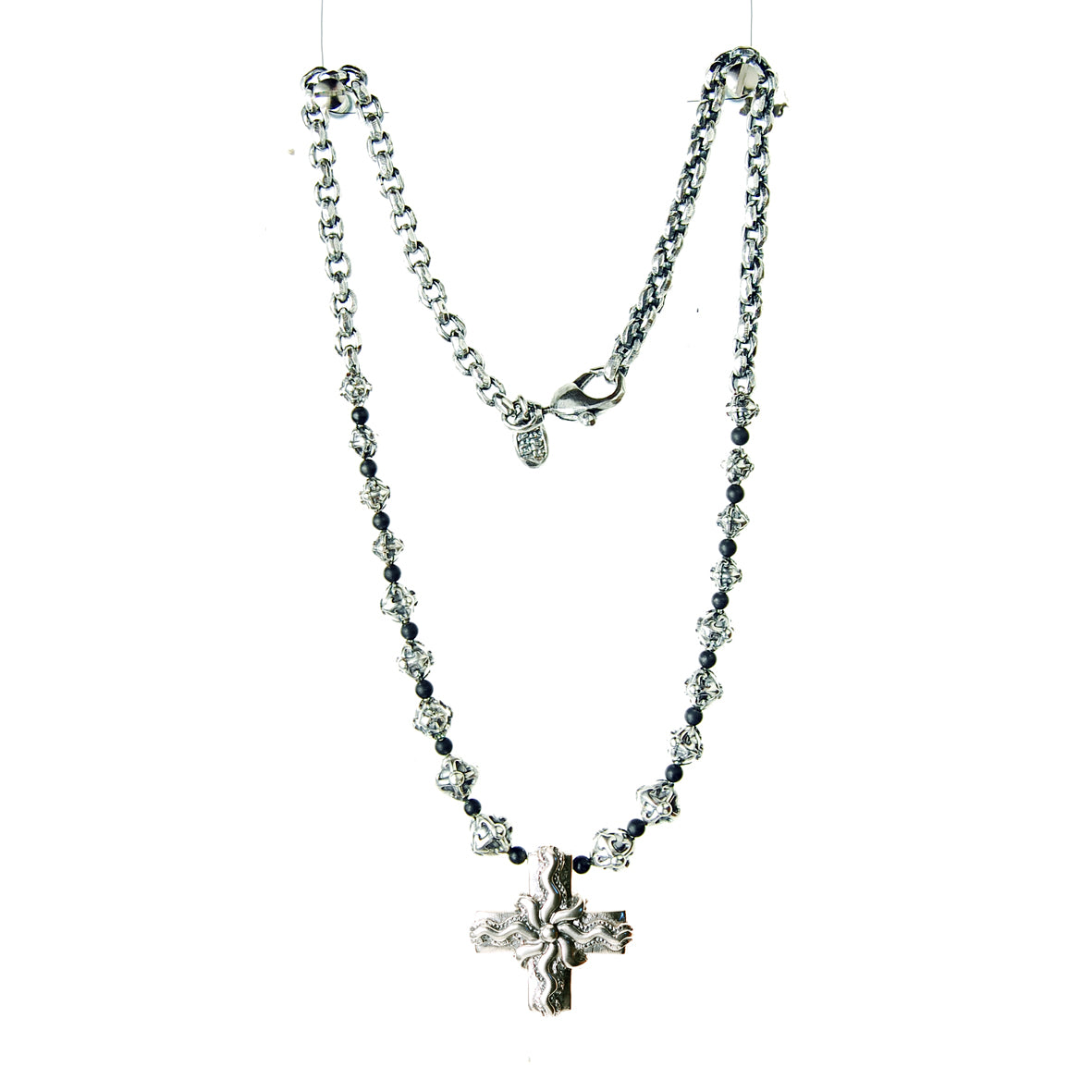 Silberne Halskette PEA s Chain XS Facettiert mit Blades Cross Beads