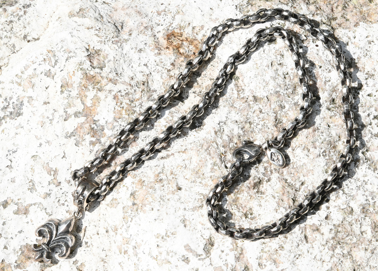 Silver Neckchain PEA s Chain S Rough Faceted
