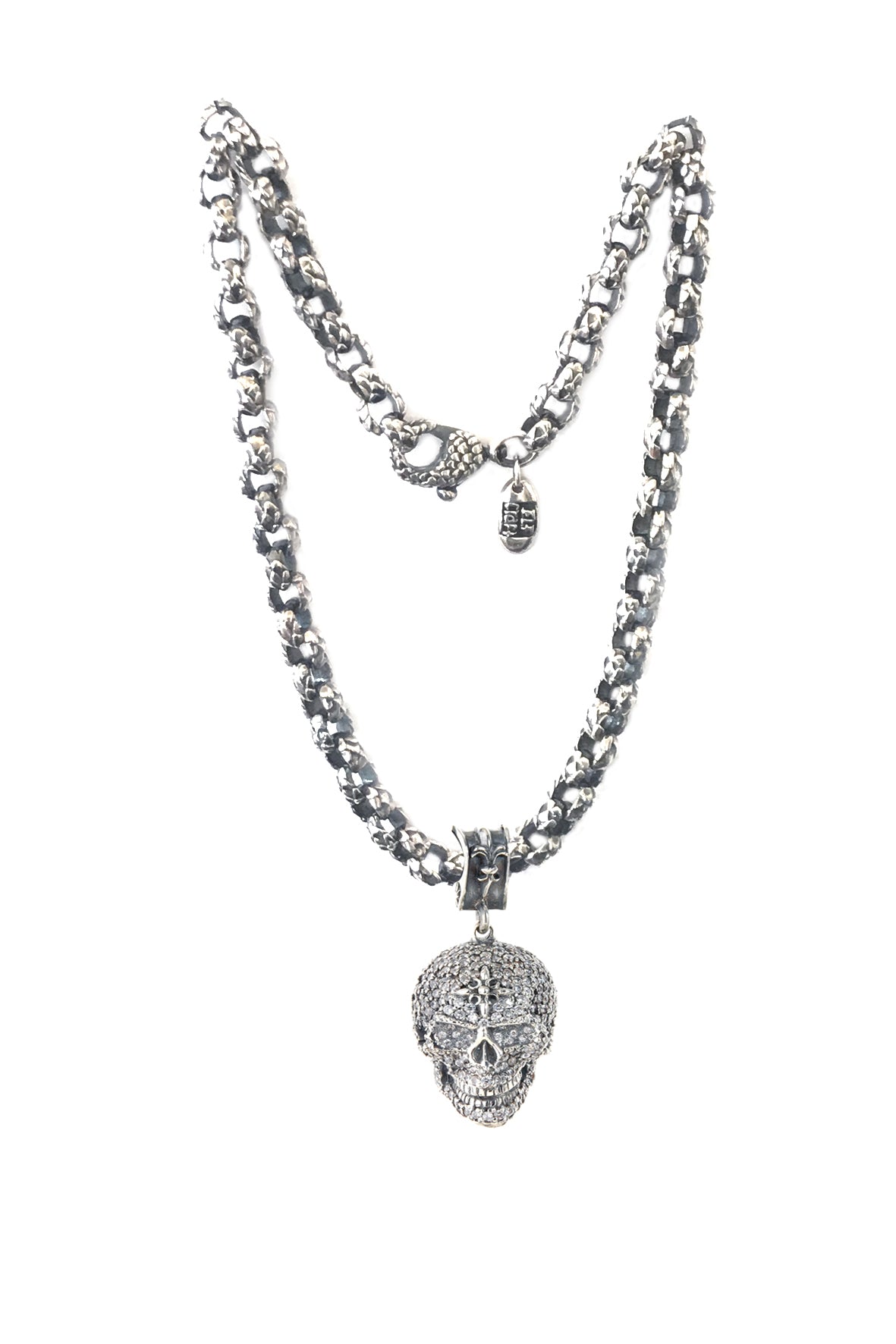 Silberanhänger SKULL XL Pave´ 40