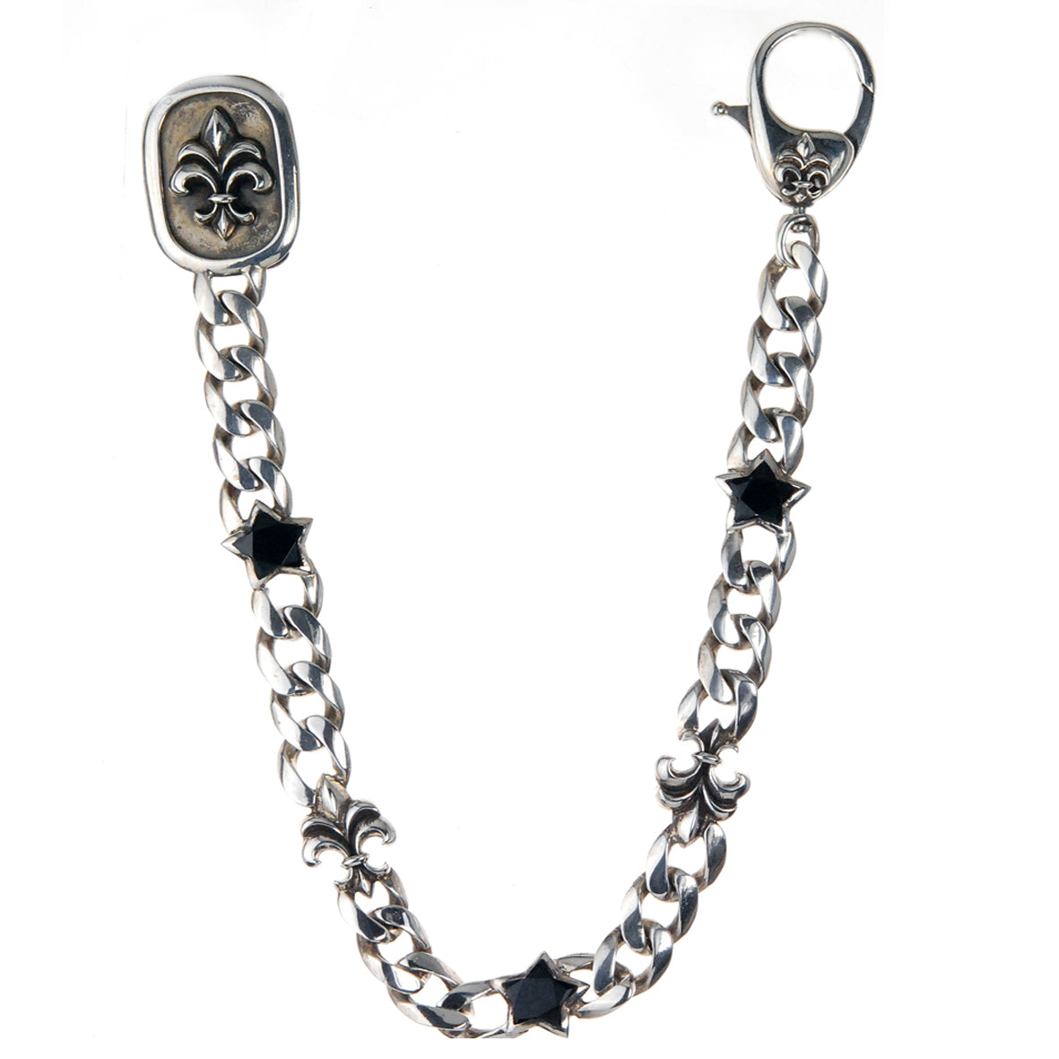 Silver Walletchain Stars and Lilies