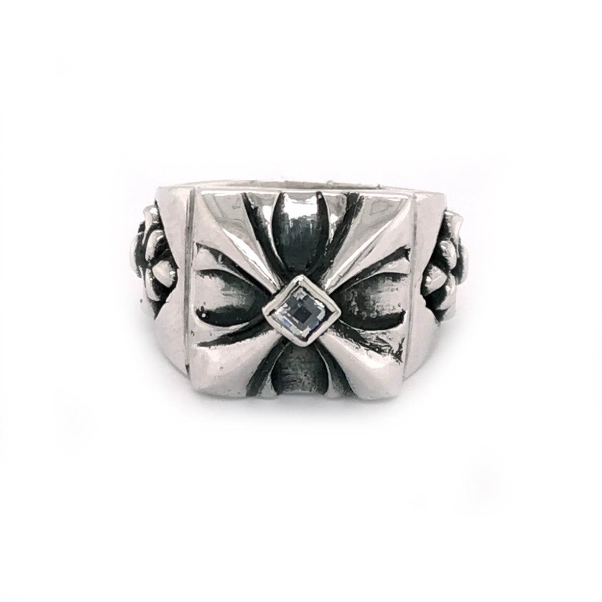 Silver Ring SPROUTS CROSS with Lily Band