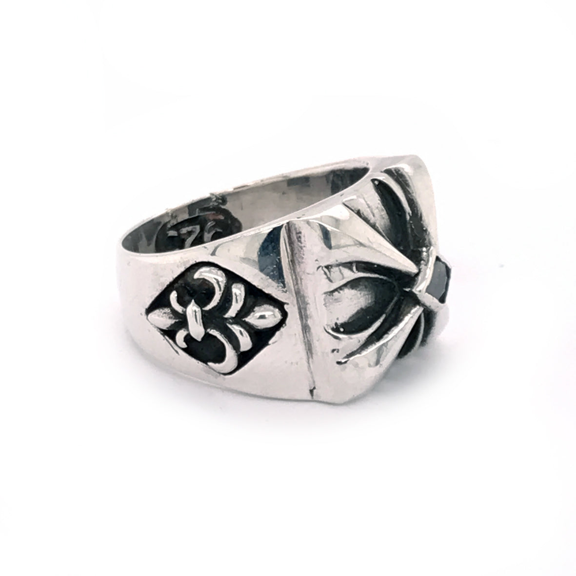 Silver Ring SPROUTS CROSS with Lily Band