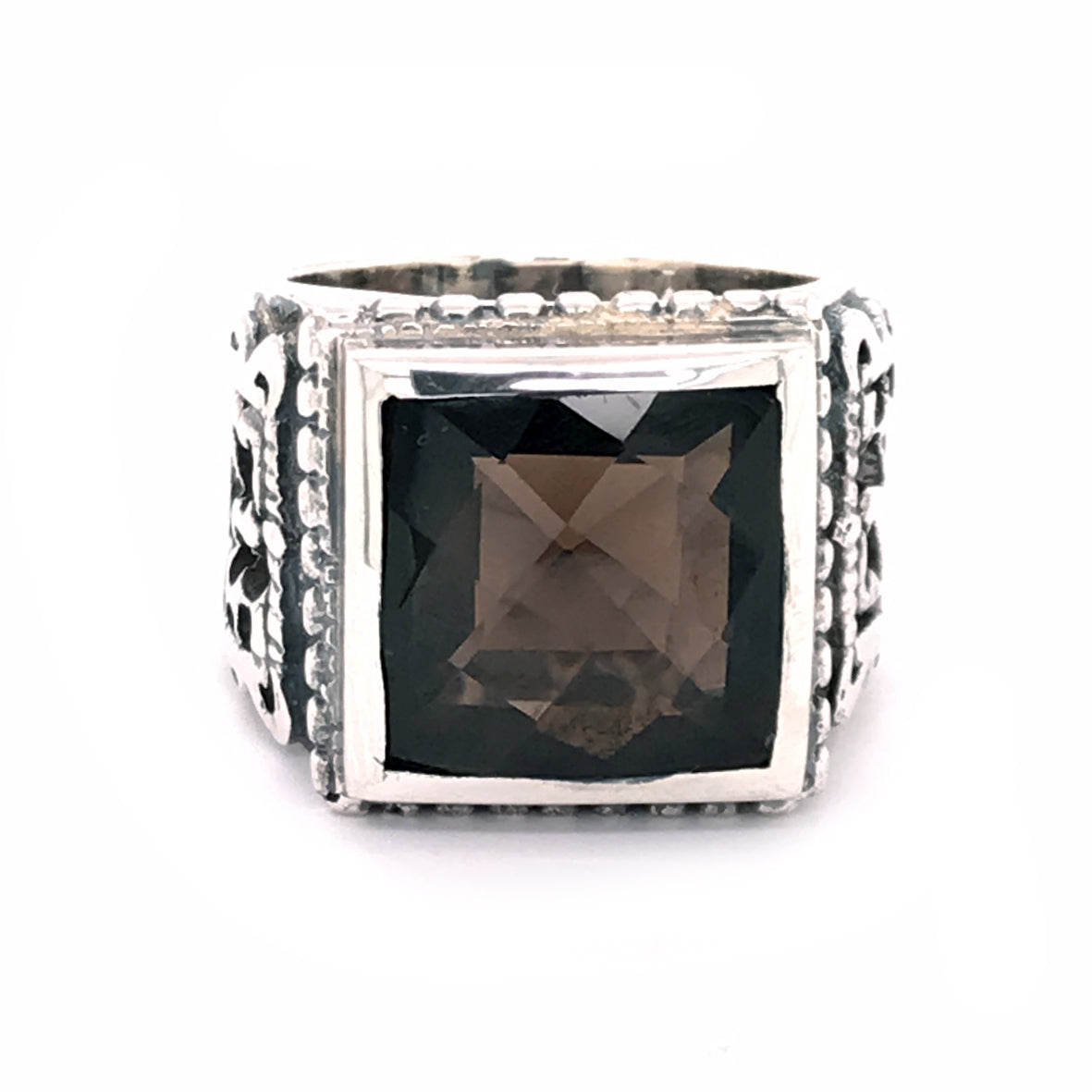 Silver Ring CAREE Stone on SHIELD Band