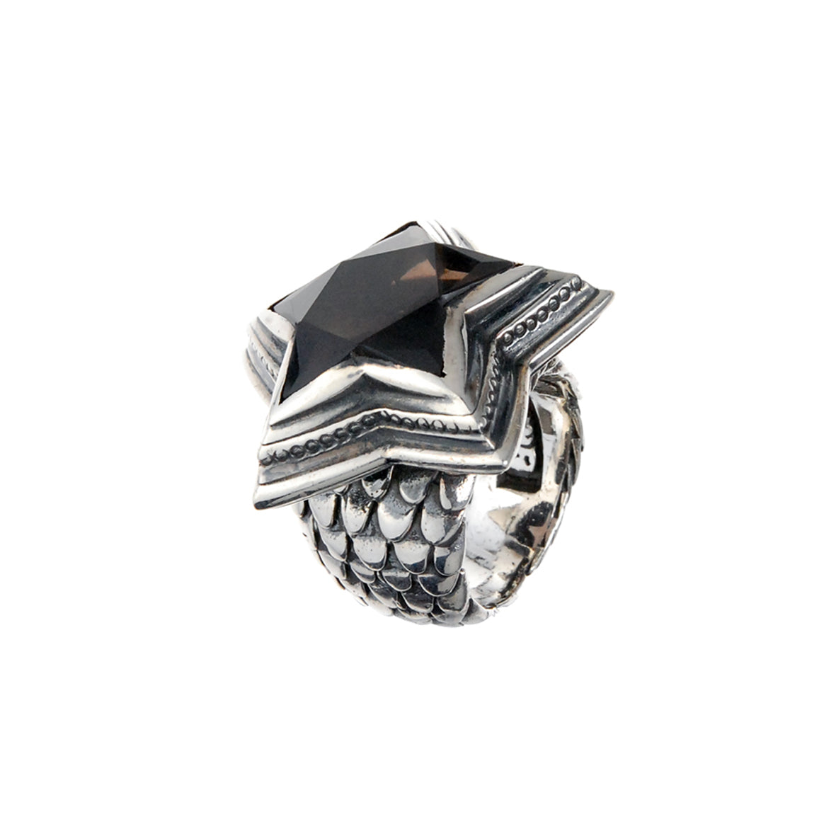 Silver Ring ELFIN STAR L on Dragon Scales Band