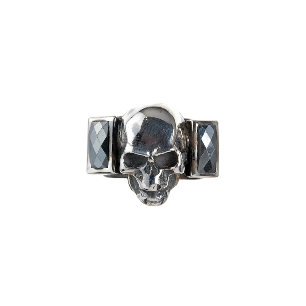 Silver Ring SKULL with Baguette Stones
