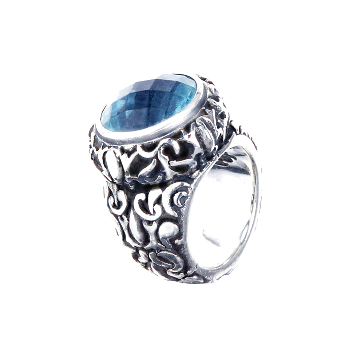 Silver Ring Round GARDEN AT NIGHT Stoneholder