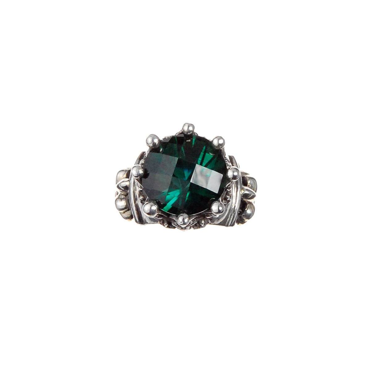 Silver Ring  CROWN Checkered Stone