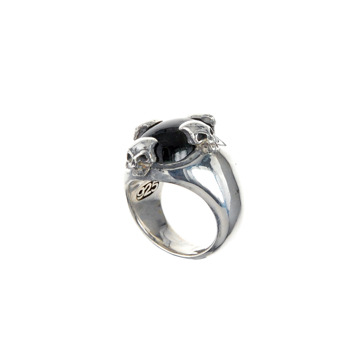 Silver Ring SKULL Stone Holder Crown