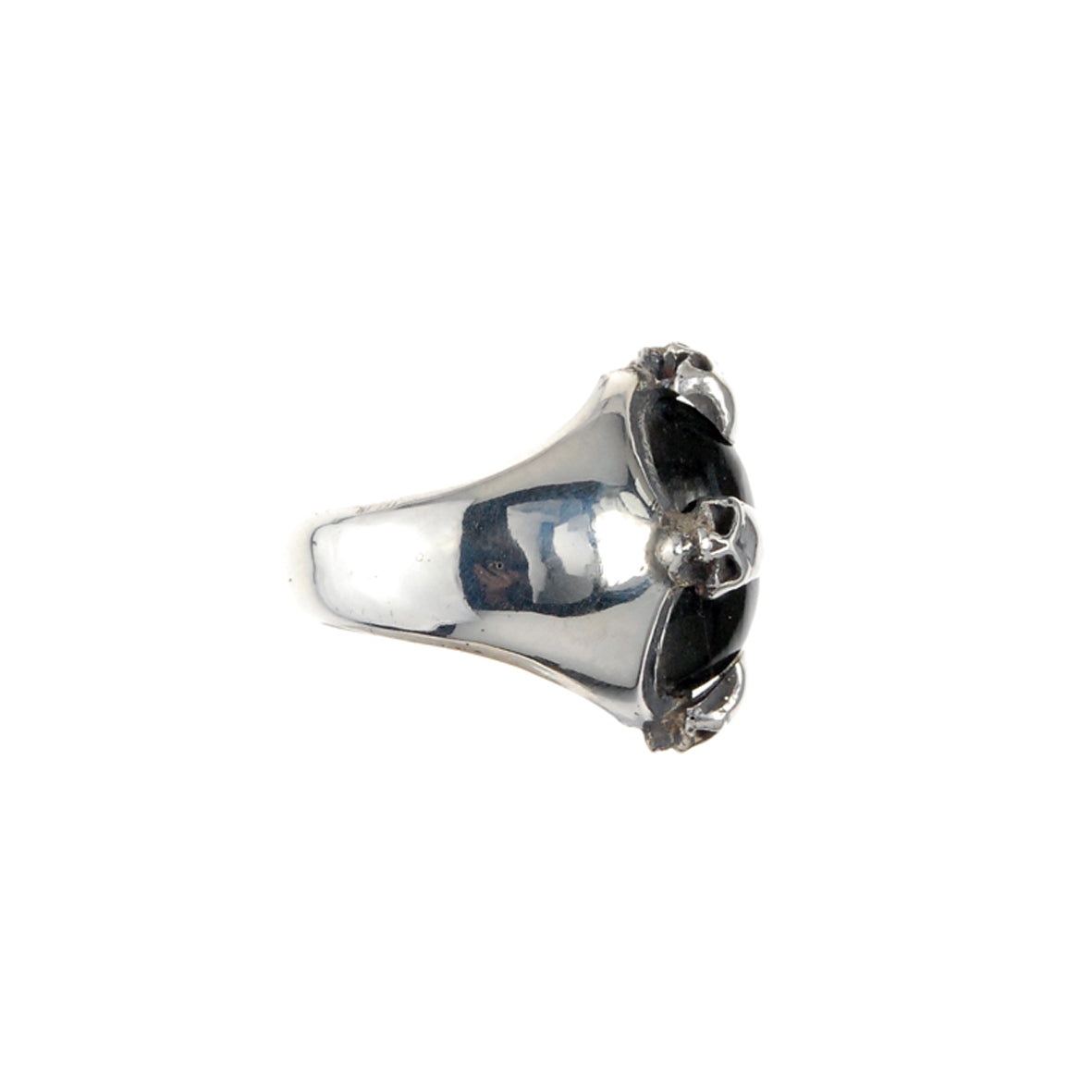Silver Ring SKULL Stone Holder Crown
