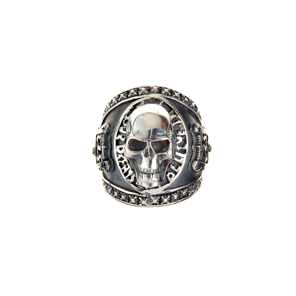 Silver Ring MAGIC with Shield and SKULL