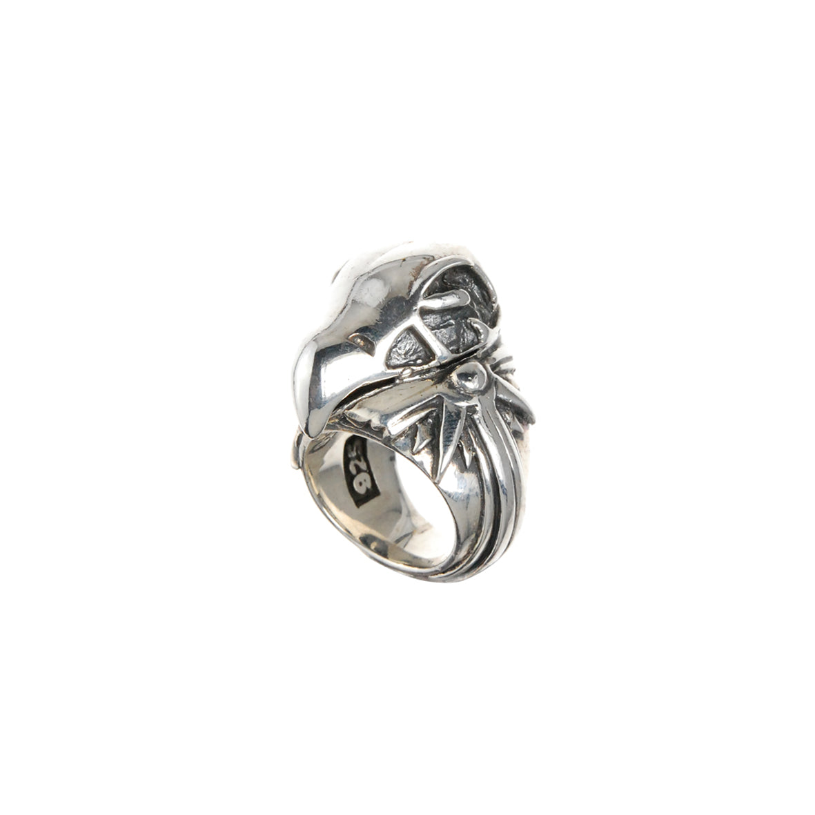 Silver Ring EAGLE SKULL with MorningStar Band