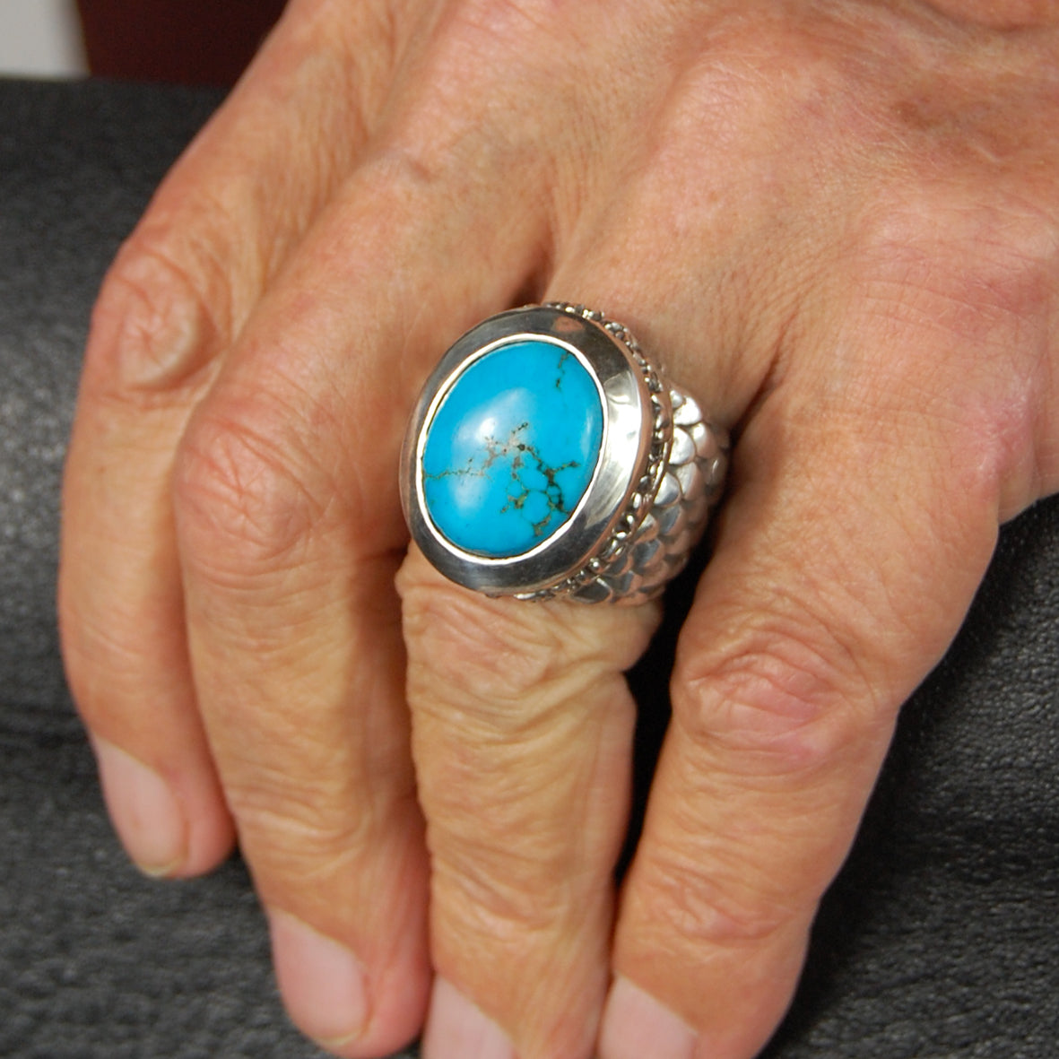 Silver Ring Oval BELIEVE IN YOUR DREAMS on Dragon Scales Band