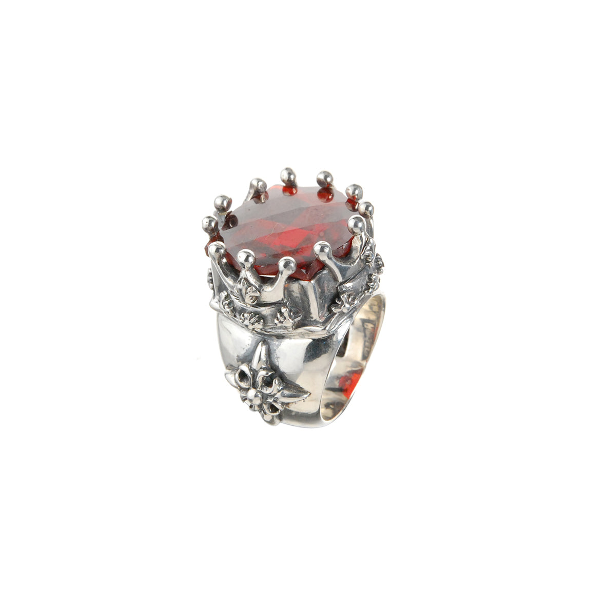 Silver Ring BAROQUE and CROWN and Checkered Stone