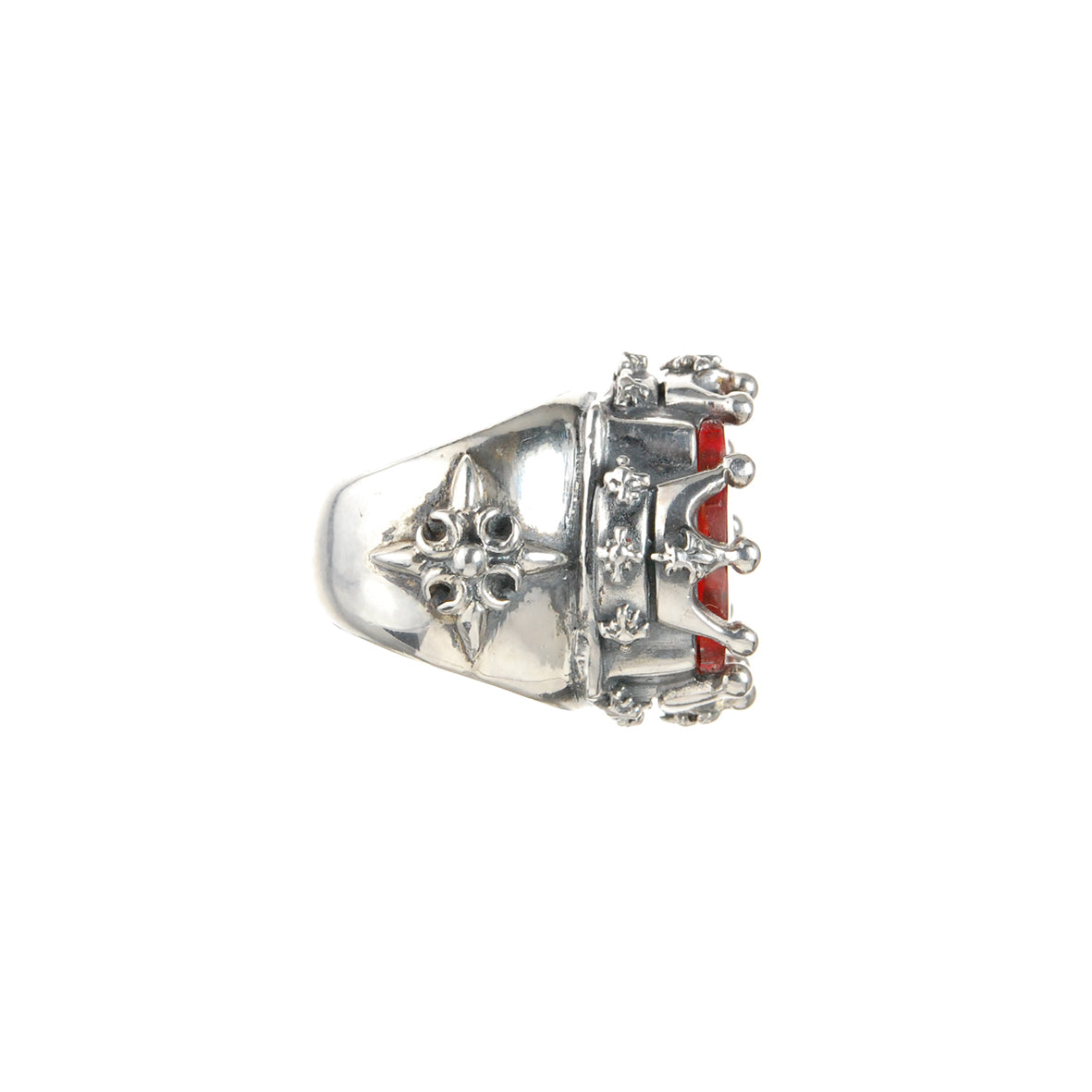 Silver Ring BAROQUE and CROWN and Checkered Stone