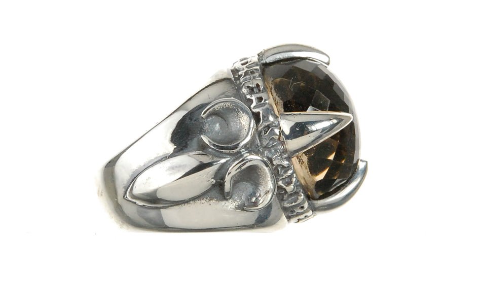 Silver Ring DRAGON CLAW Stoneholder on Crescent Star Band