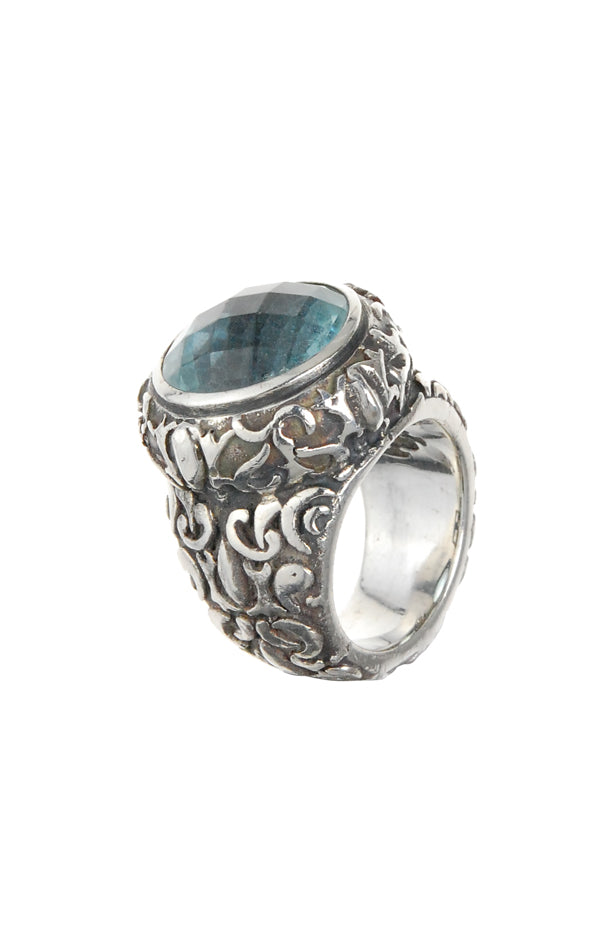 Silver Ring Round GARDEN AT NIGHT Stoneholder