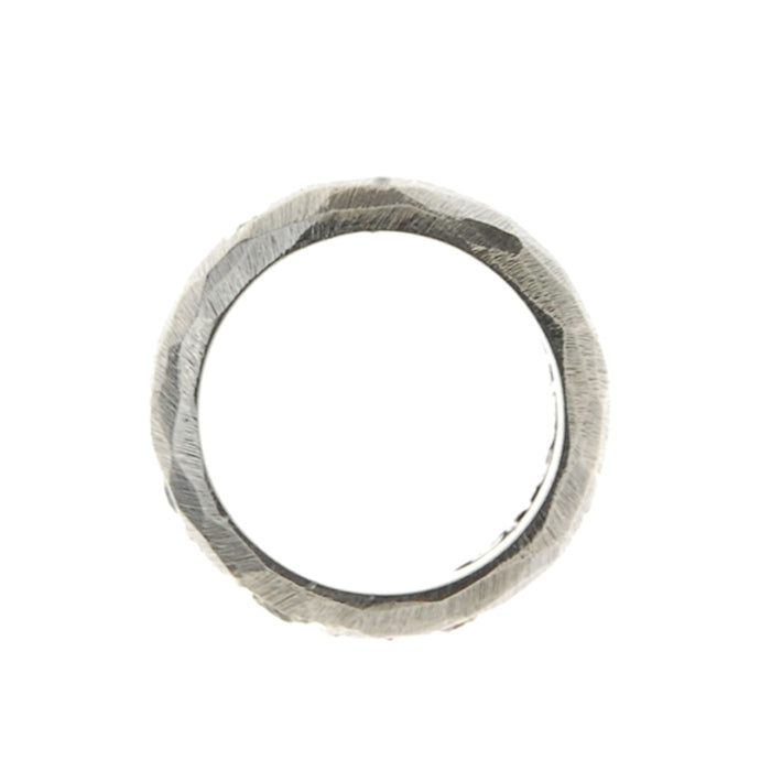 Silver Ring PLAIN ROUGH Faceted 6.5