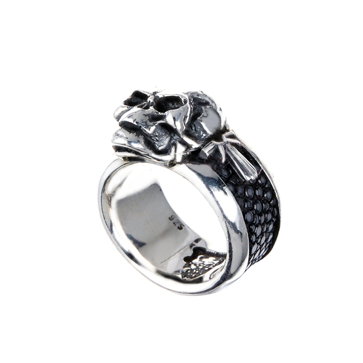 Silver Ring SKULL Searay Leather