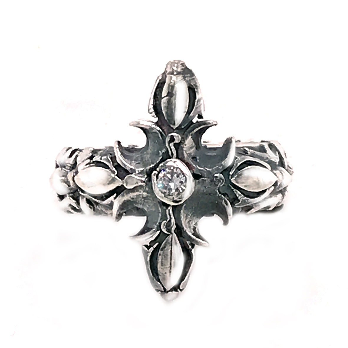 Silver Ring GARDEN AT NIGHT with Crescent Star